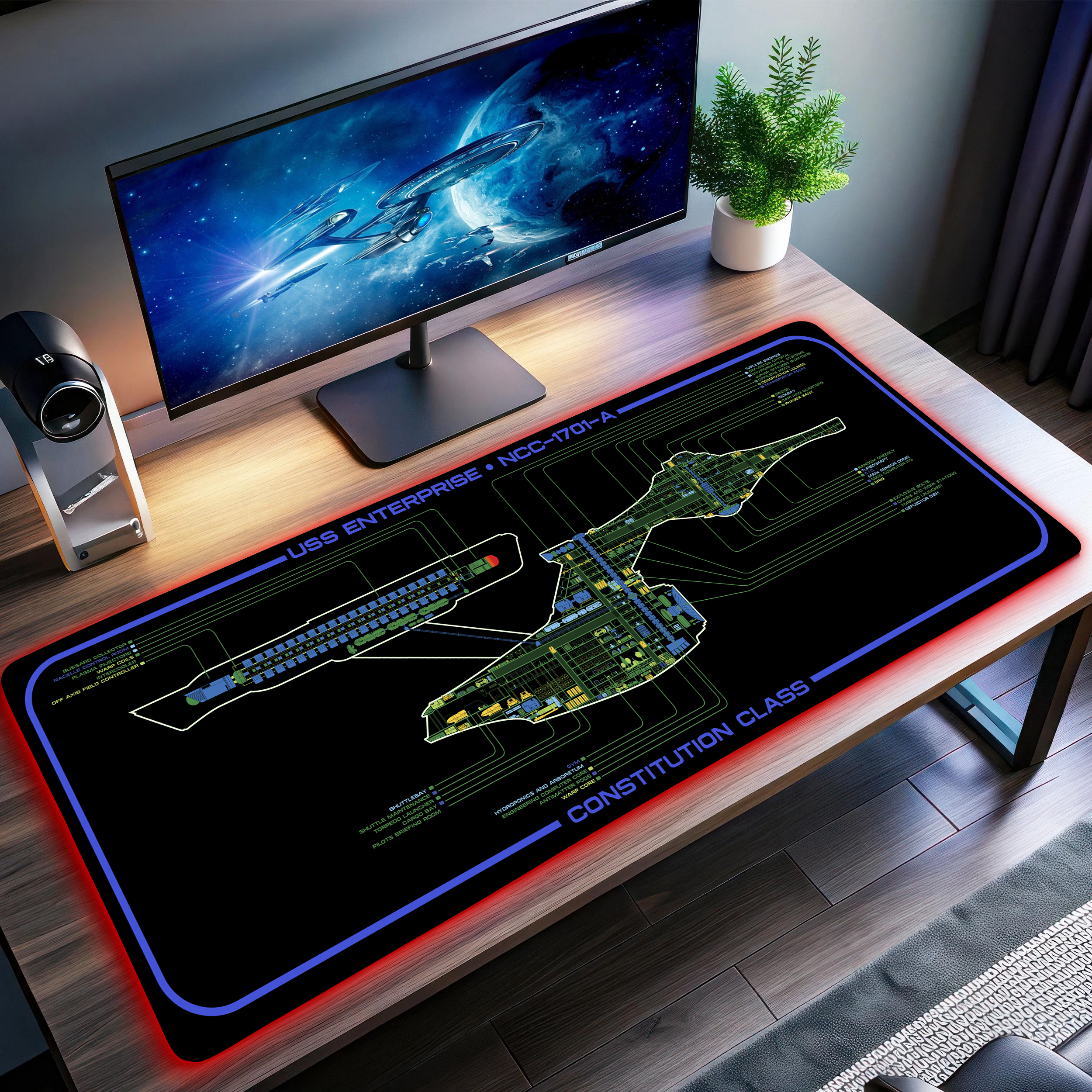 Constitution Class – USS Enterprise NCC-1701-A LCARS LED Desk Mat