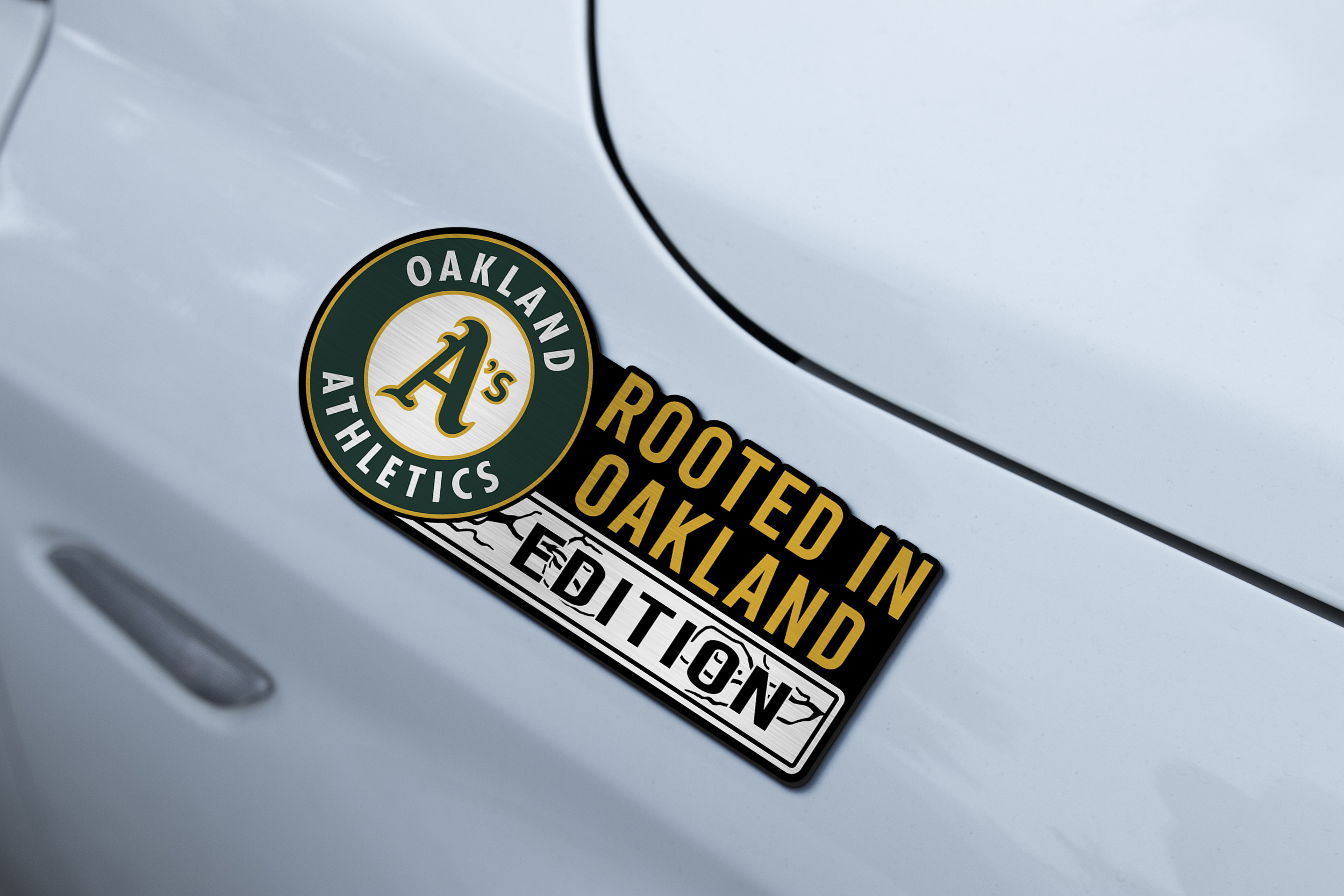 Athletics Car Name Emblem Badge mockup 3