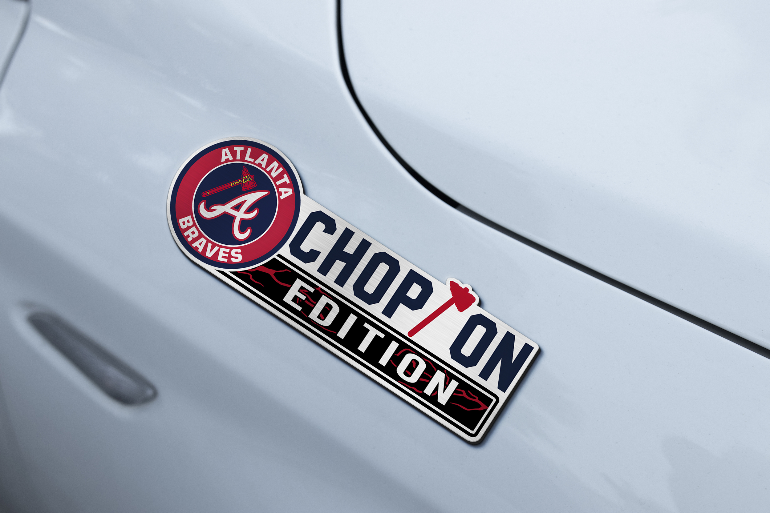 Atlanta Braves Car Name Emblem Badge mockup 3