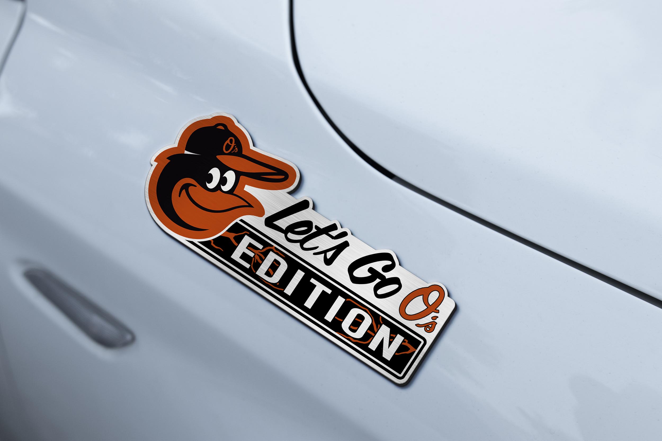 Baltimore Orioles Car Name Emblem Badge mockup 3