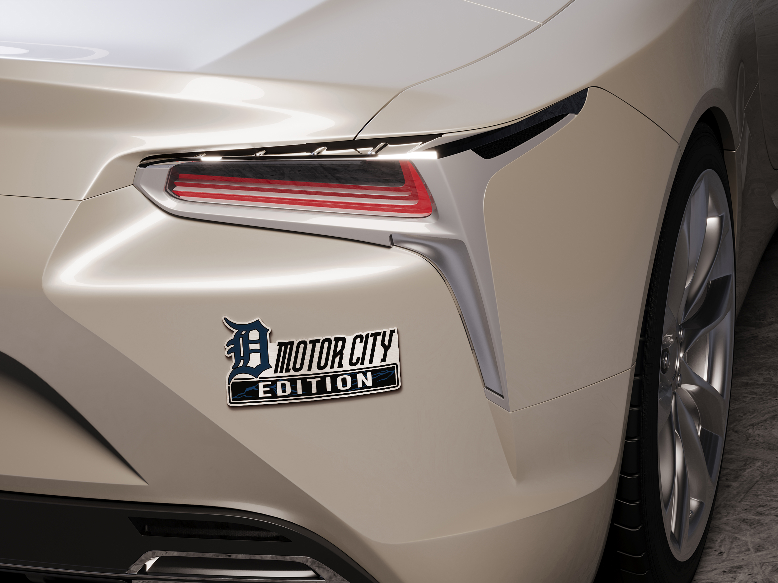 Detroit Tigers Car Name Emblem Badge mockup 5