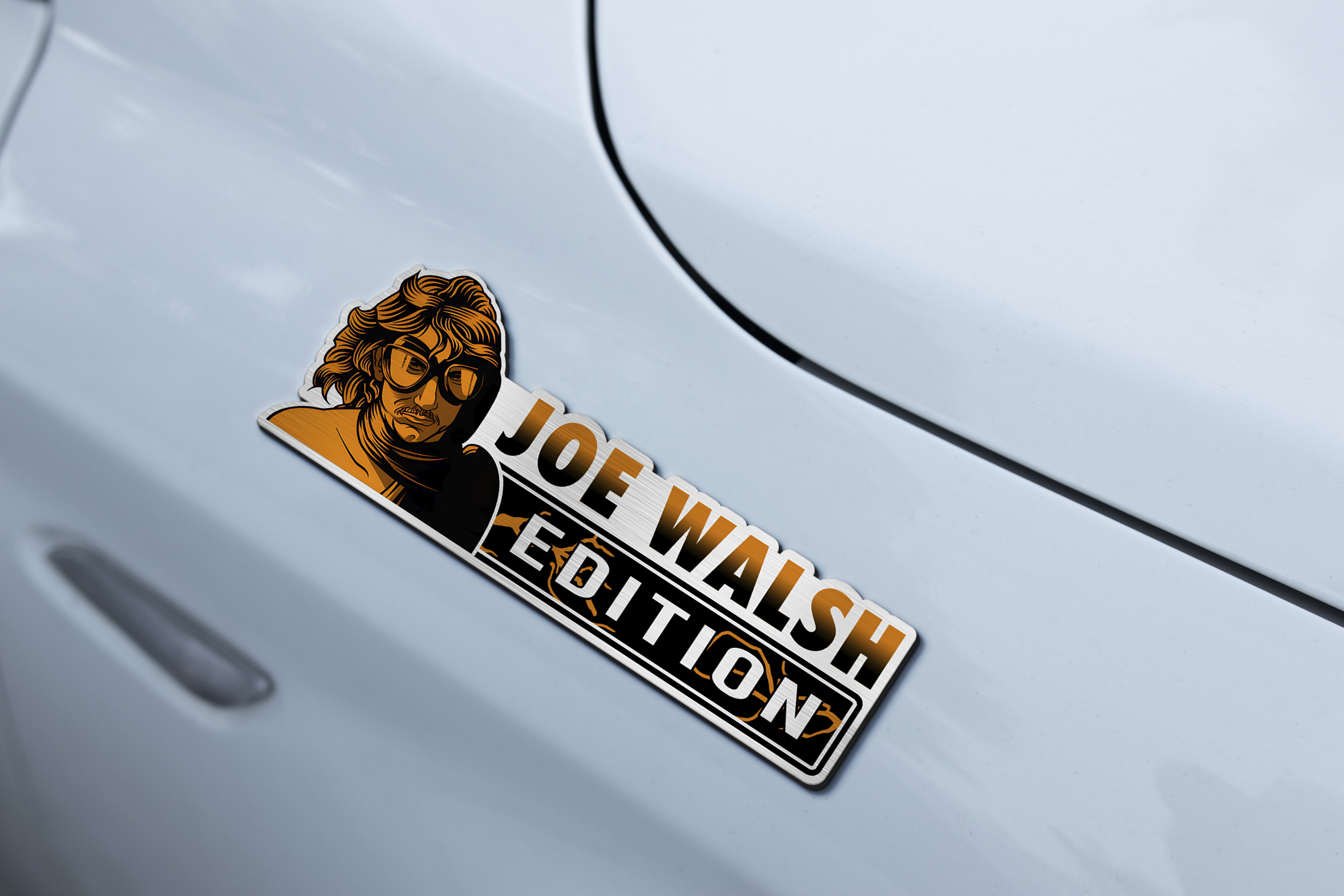 Joe Walsh Car Name Emblem Badge mockup 3