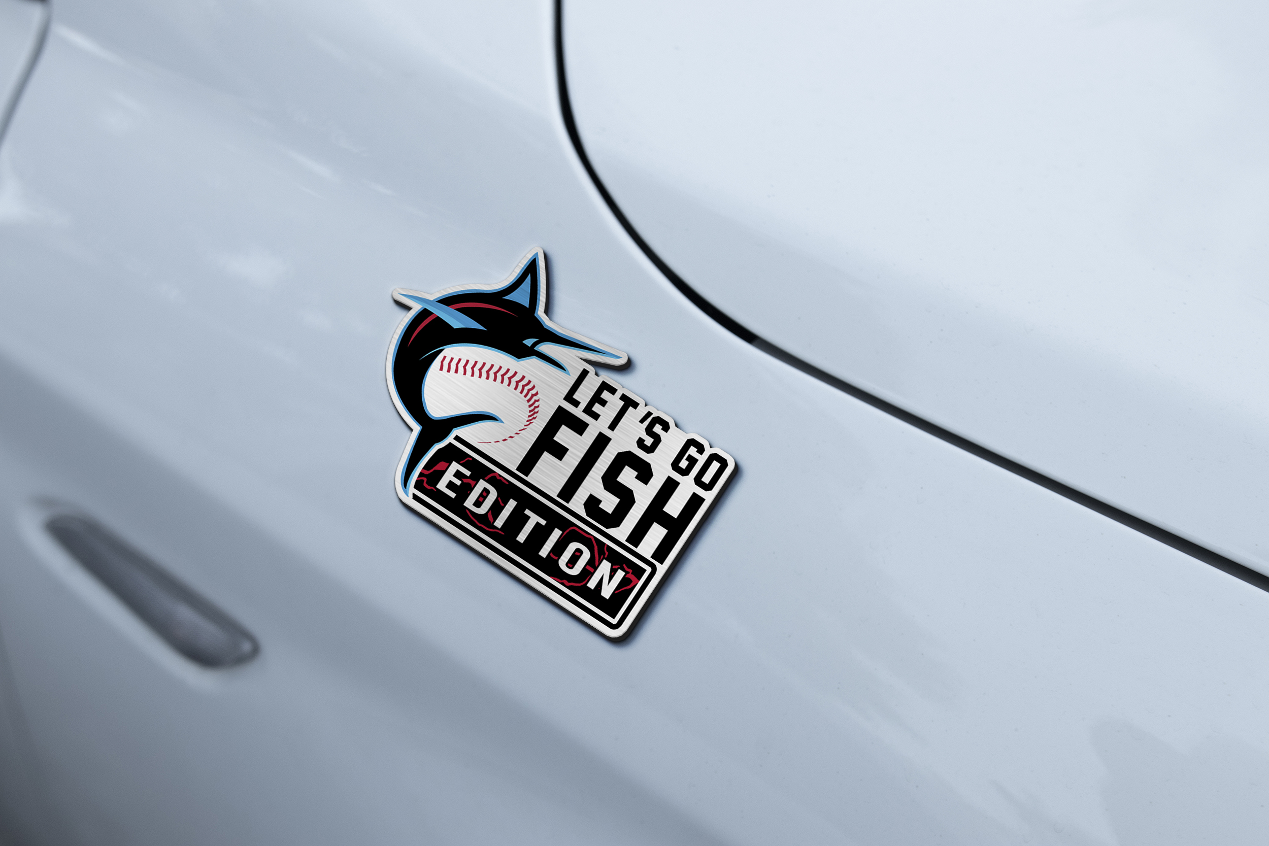 Miami Marlins Car Name Emblem Badge mockup 3