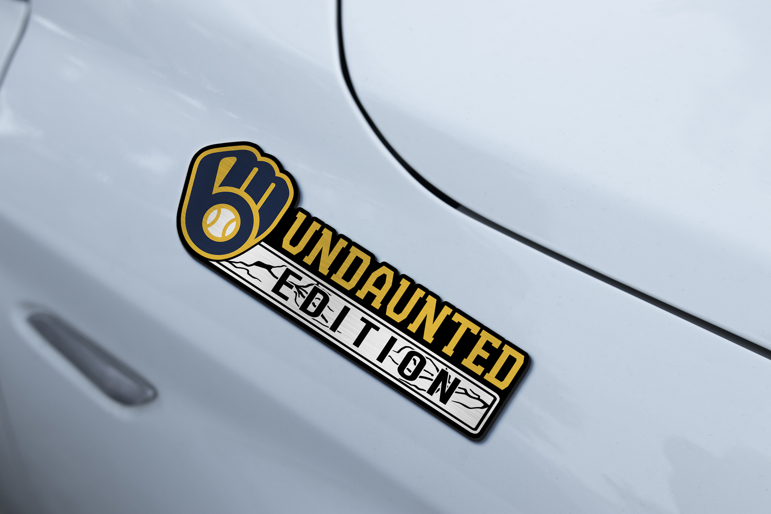 Milwaukee Brewers Car Name Emblem Badge mockup 3