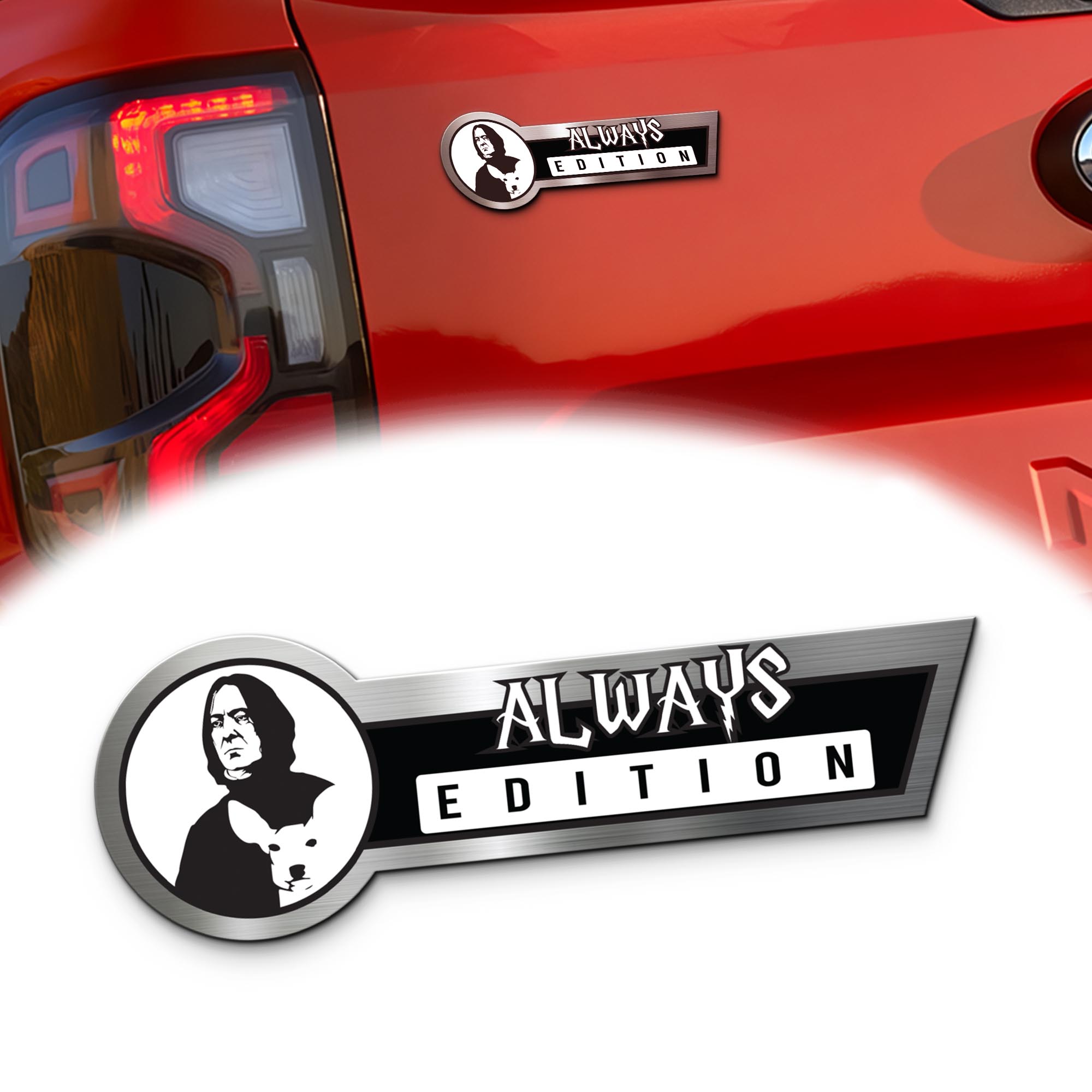 Severus Snape Car Name Emblem Badge mockup ads 2 Red (1)