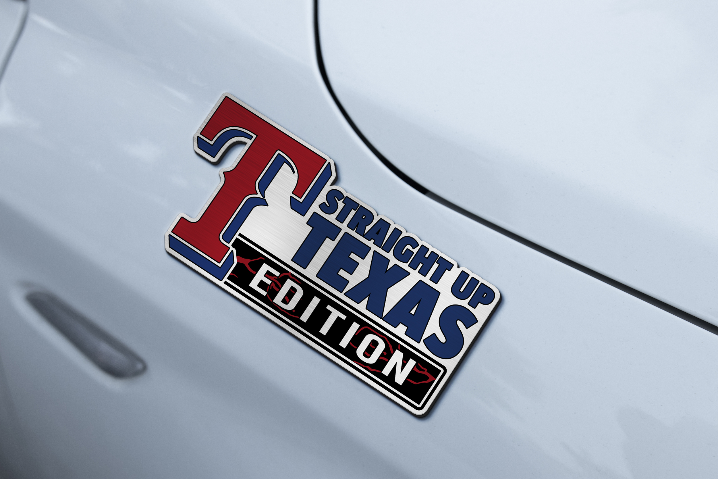 Texas Rangers Car Name Emblem Badge mockup 3