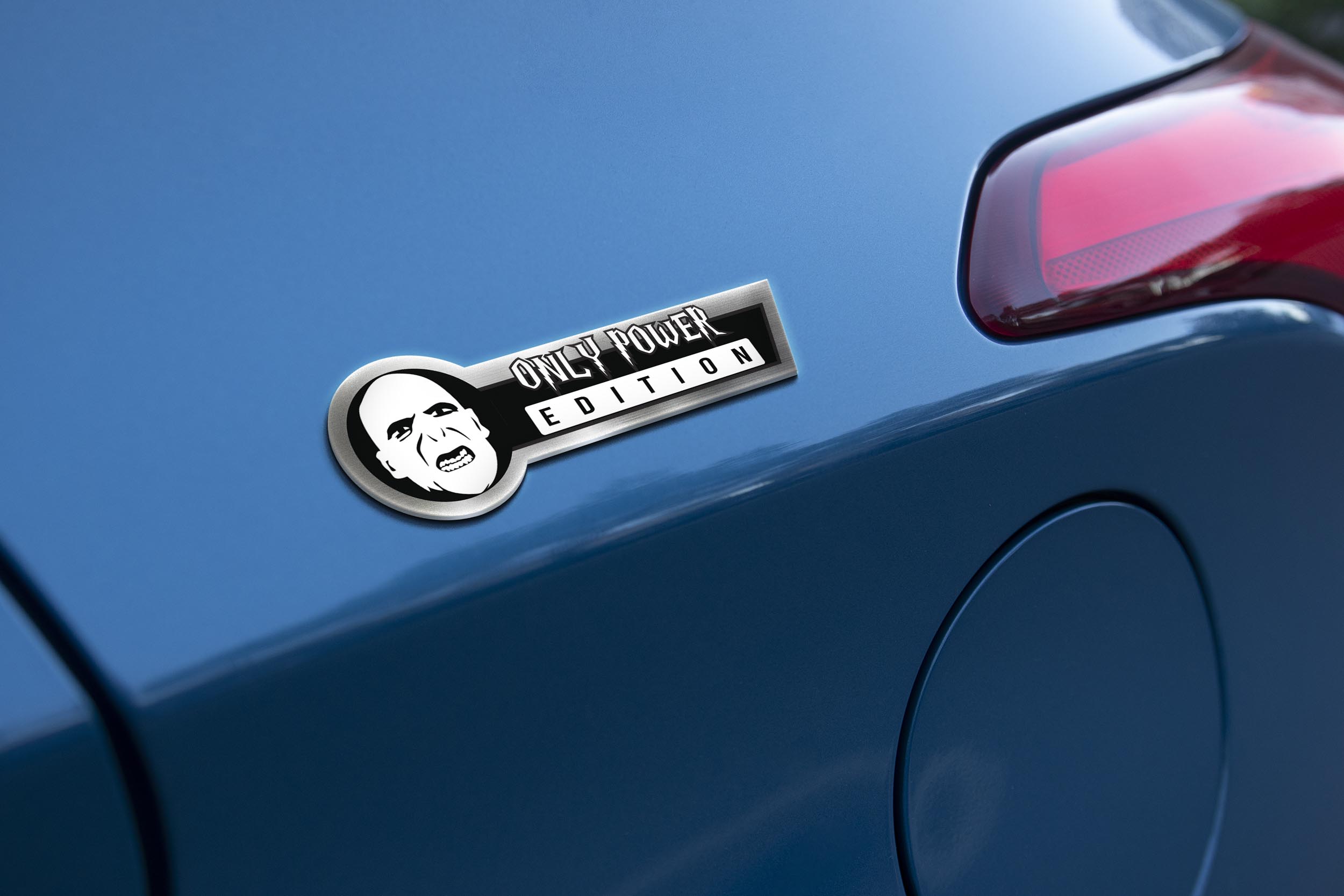 Voldemort Silhouette Car Name Emblem Badge mockup 2