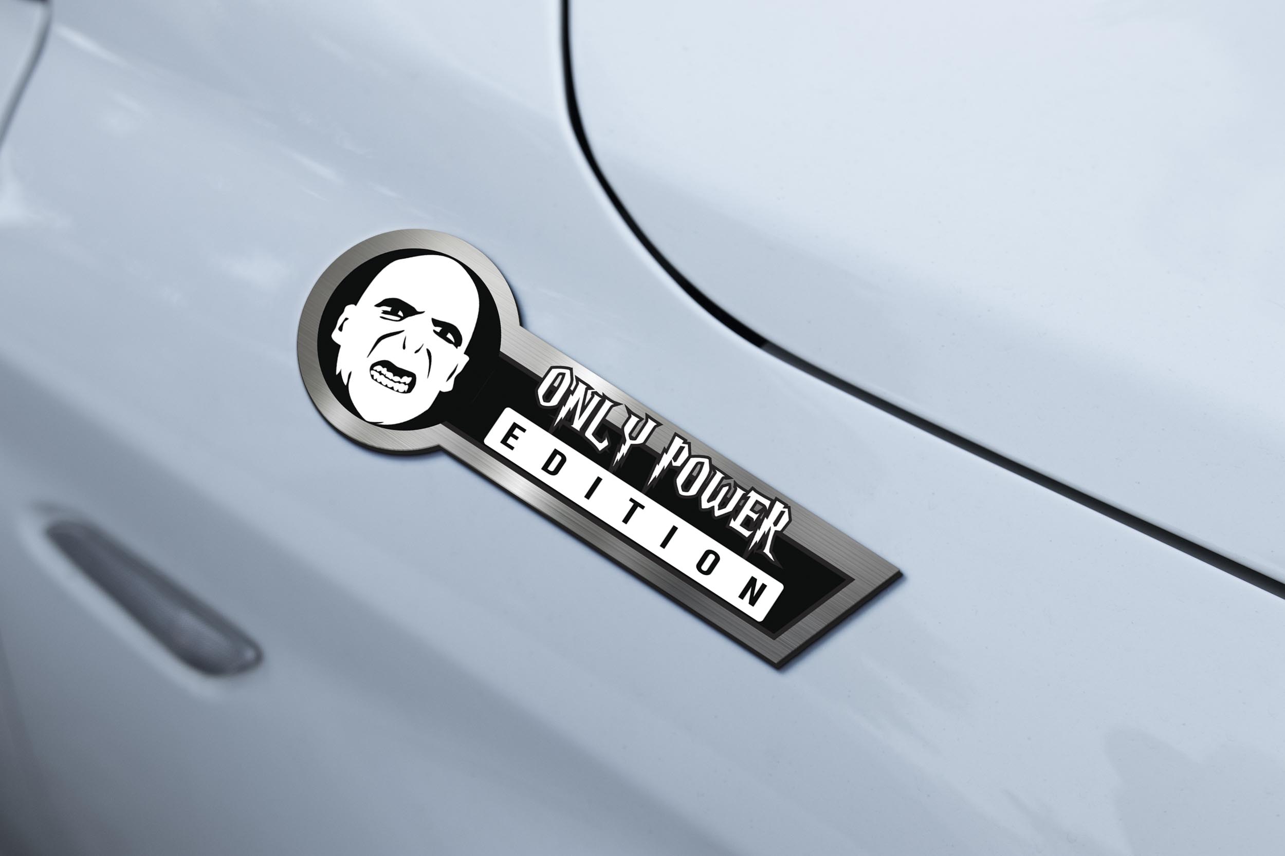 Voldemort Silhouette Car Name Emblem Badge mockup 3