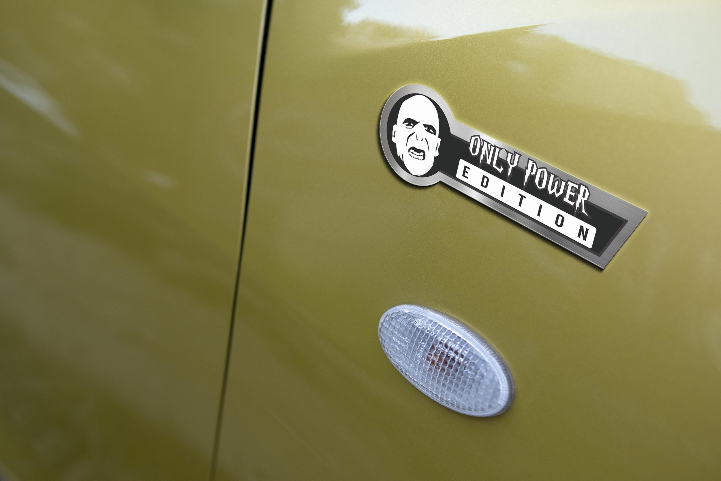 Voldemort Silhouette Car Name Emblem Badge mockup 4