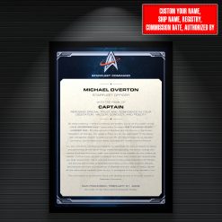 Personalized Starship Command Commission Plaque