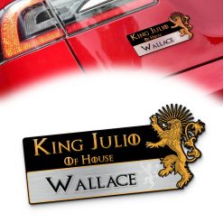 Custom House Lannister Lion Sigil Car Badge – Personalized Name Emblem