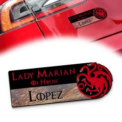 Custom House Targaryen Dragon Sigil Car Badge – Personalized Name Emblem
