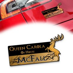 Custom House Baratheon Sigil Car Badge – Personalized Name Emblem