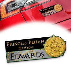 Custom House Tyrell Golden Rose Sigil Car Badge – Personalized Name Emblem