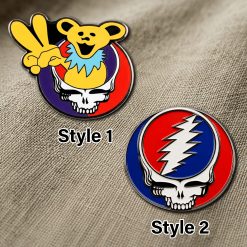 Grateful Dead Bear & Skull Button Pin