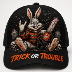 Trick or Trouble Horror Bunny Embroidered Cap
